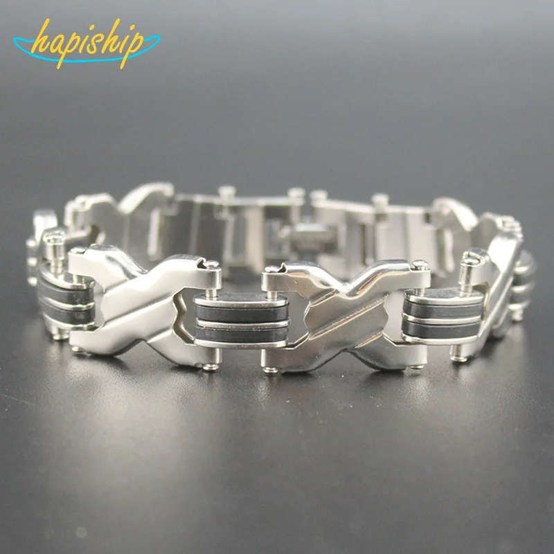 Hapiship New Product Bracelet Men Fashion Stainless Steel Silicone Cool Design Women Bracelets Bangles Famous Brand GJ022 | Украшения и