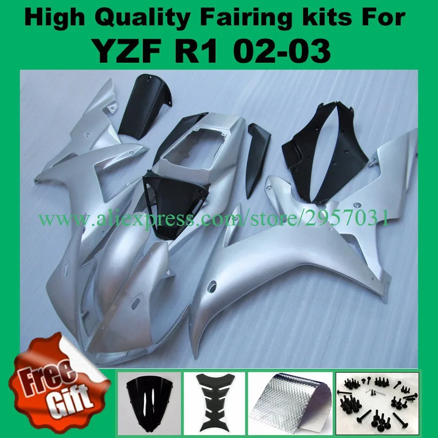 Injection Mold Fairing Kit for YAMAHA YZFR1 02 03 All Silver YZF R1 2002 2003 YZFR1000 yzfr1 02 03 Free screws+gifts
Injection Mold Fairing Kit for YAMAHA YZFR1 02 03 All Silver YZF R1 2002 2003 YZFR1000 yzfr1 02 03 Free screws+gifts