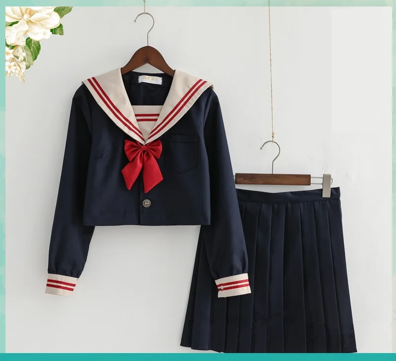Japanese School Uniform For Girls Sailor Tops+Tie+Skirt Navy Style Students Clothes For Girl Plus size Lala Cheerleader clothing
Japanese School Uniform For Girls Sailor Tops+Tie+Skirt Navy Style Students Clothes For Girl Plus size Lala Cheerleader clothing
