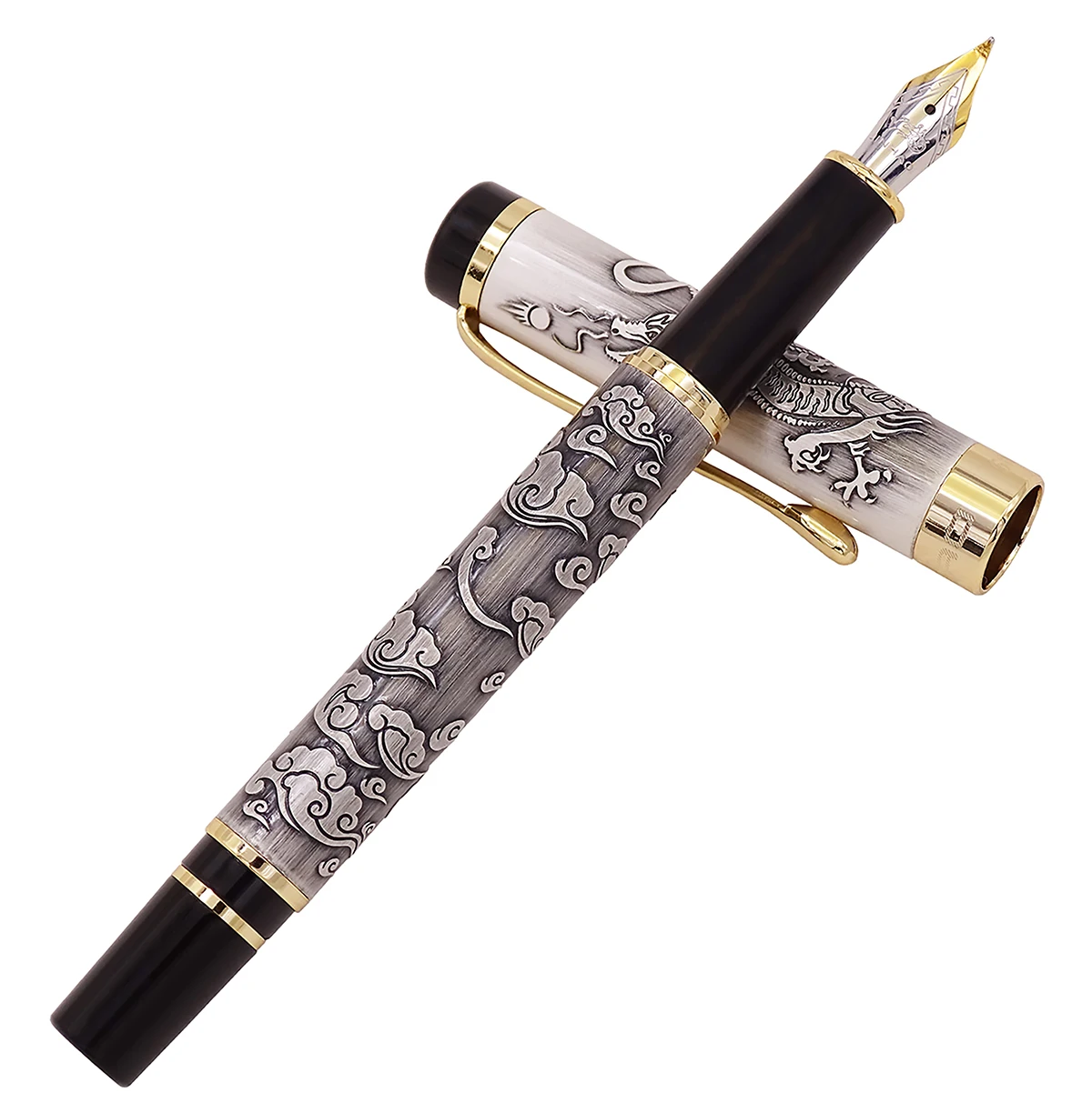 Jinhao 5000 Gray Vintage Luxury Metal Calligraphy Fountain Pen Bent Nib Beautiful Dragon Texture Carving Office Bussiness Pen
Jinhao 5000 Gray Vintage Luxury Metal Calligraphy Fountain Pen Bent Nib Beautiful Dragon Texture Carving Office Bussiness Pen