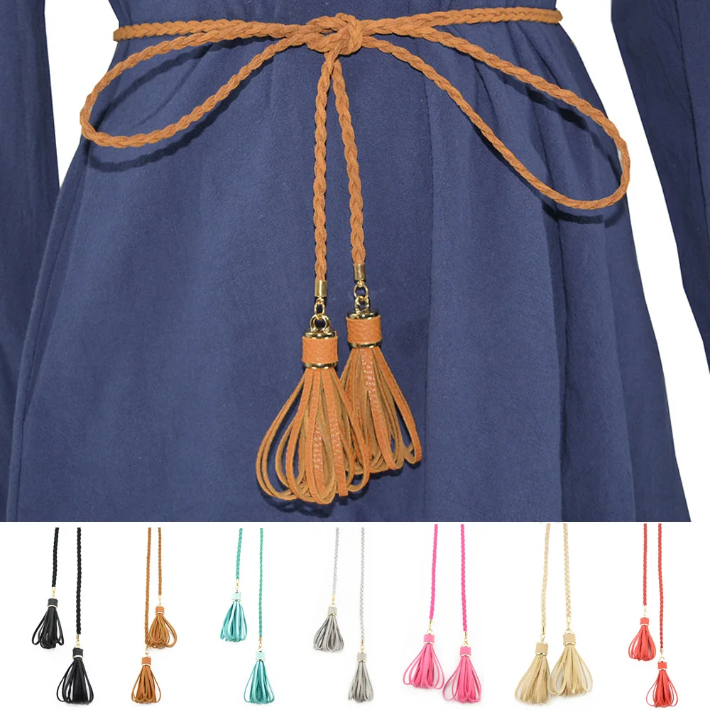 Women Lady Vintage Skinny Braided Belt Faux Leather Knot Tassel Dress Waistband BLTHG0335
Women Lady Vintage Skinny Braided Belt Faux Leather Knot Tassel Dress Waistband BLTHG0335
