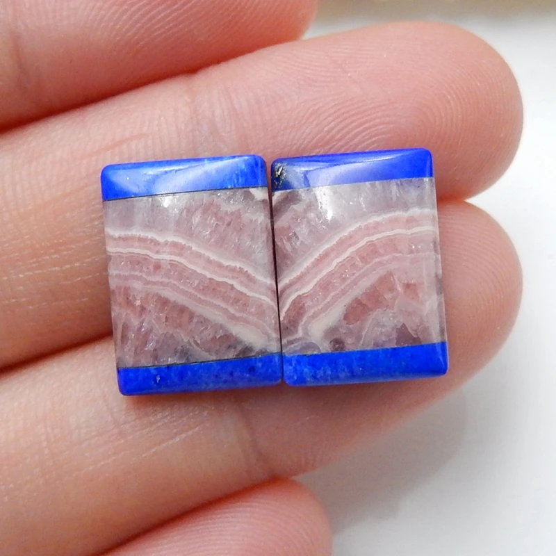 Natural Lapis Lazuli And Argentina Rhodochrosite Rectangle Intarsia Gemstone Cabochon Pair,14x10x3mm,2.5g
Natural Lapis Lazuli And Argentina Rhodochrosite Rectangle Intarsia Gemstone Cabochon Pair,14x10x3mm,2.5g