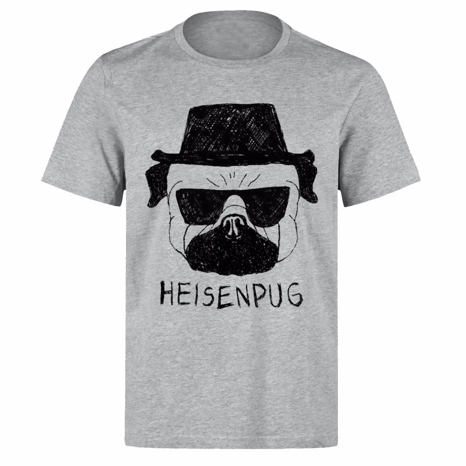 HEISENPUG Мопс лай BAD METH HEAD PARODY унисекс PH63 серая футболка с героями мультфильмов