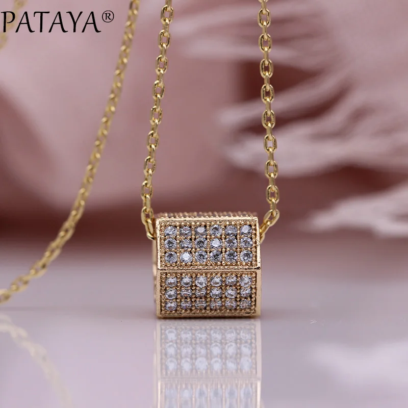 PATAYA New Six-sided Square Pillar Luxury Necklaces Micro-wax Inlay Natural Zircon Fashion Jewelry 585 Rose Gold Women Pendants
PATAYA New Six-sided Square Pillar Luxury Necklaces Micro-wax Inlay Natural Zircon Fashion Jewelry 585 Rose Gold Women Pendants