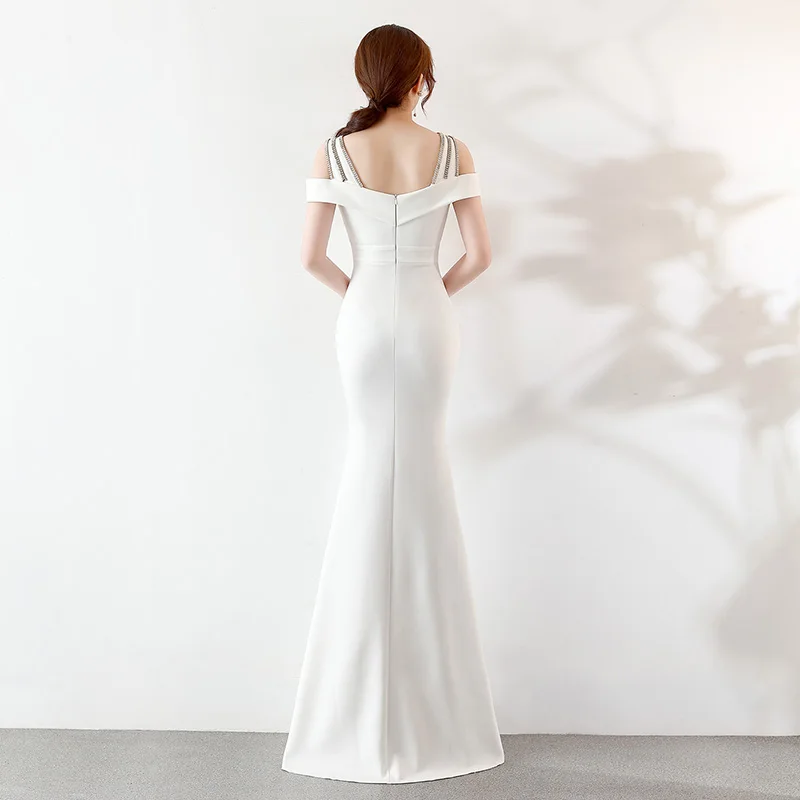Sladuo White Off Shoulder Cross Slash-Neck Elegant Formal Dress Vestidos Floor Length Club Dress Celebrity Evening Party Dress
Sladuo White Off Shoulder Cross Slash-Neck Elegant Formal Dress Vestidos Floor Length Club Dress Celebrity Evening Party Dress