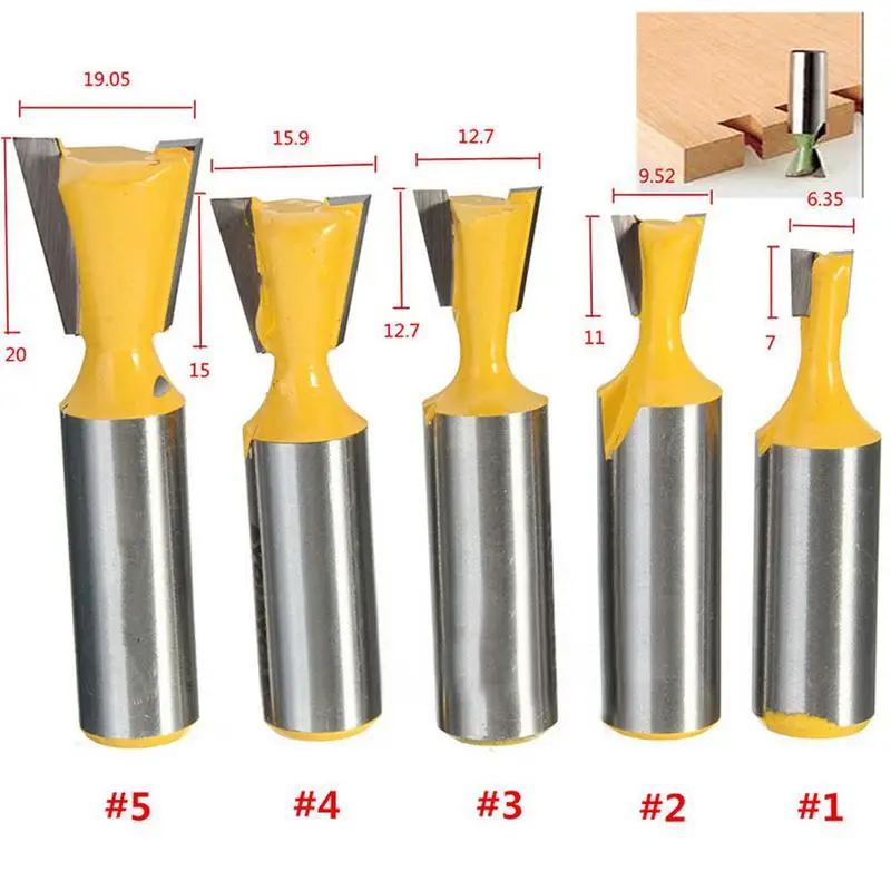 5Pcs/Set 1/2-Inch Shank Small Router Bit Dovetail Bit Graver For Carpenter Woodworking Milling Cutter
5Pcs/Set 1/2-Inch Shank Small Router Bit Dovetail Bit Graver For Carpenter Woodworking Milling Cutter