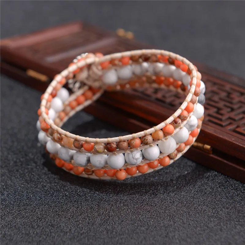 Handmade Boho Natural Stones Beads Leather Wrap Bracelet Emperor Stone Beaded Cuff Women Woven Bracelet Dropshipping
Handmade Boho Natural Stones Beads Leather Wrap Bracelet Emperor Stone Beaded Cuff Women Woven Bracelet Dropshipping