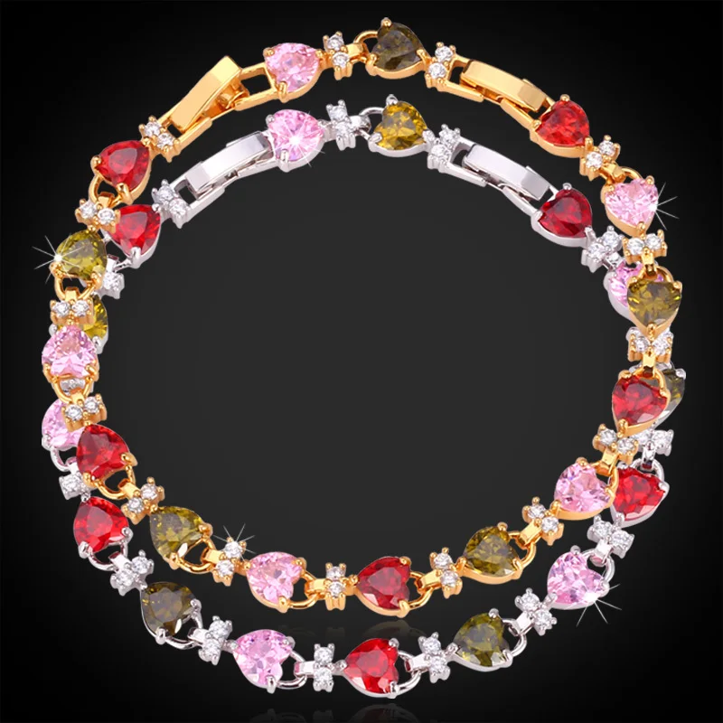 Heart Crystal Bracelet Gold Color Mix Color AAA Cubic Zircon Nice Gift Bracelet For Women Jewelry Trendy H5163
Heart Crystal Bracelet Gold Color Mix Color AAA Cubic Zircon Nice Gift Bracelet For Women Jewelry Trendy H5163