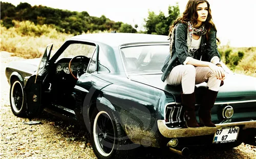ford mustang hot girl Poster Print Silk Fabric Print Poster Print Cloth Fabric Wall Poster Custom Satin Poster