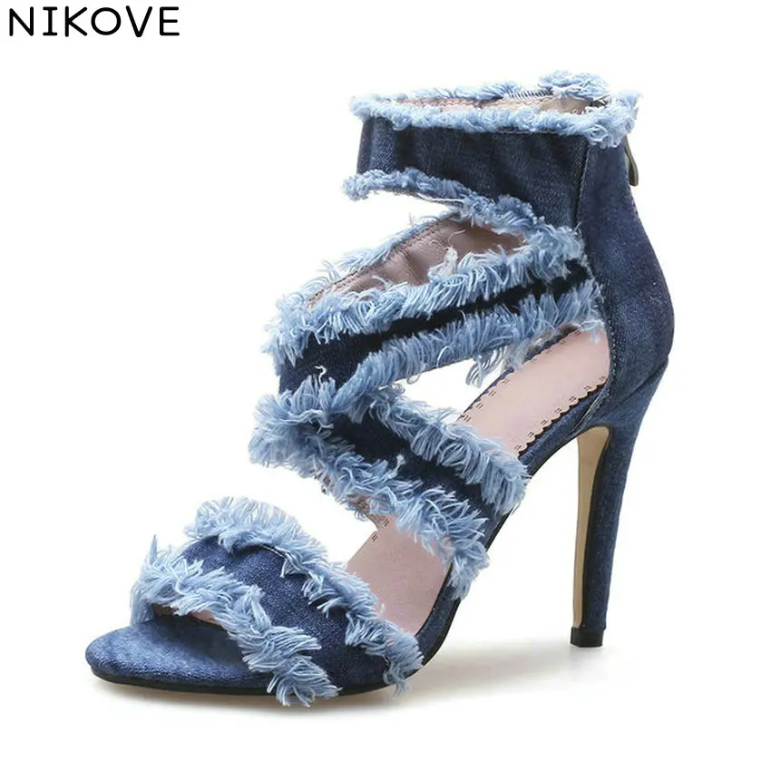 NIKOVE 2018 Summer Shoes Thin High Heels Denim Zippers Cross-tied Women Sandals Shoes PU Elegant Sandals Women Shoes Size 34-43
NIKOVE 2018 Summer Shoes Thin High Heels Denim Zippers Cross-tied Women Sandals Shoes PU Elegant Sandals Women Shoes Size 34-43