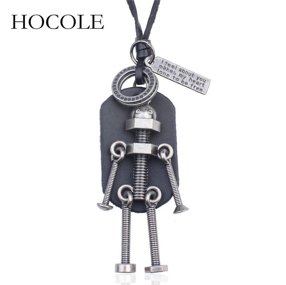 HOCOLE 2018 New Fashion Jewelry Men's Necklace Punk Design Adjustable Leather Chain Robot Pendant Necklace Retro Jewelry Women
HOCOLE 2018 New Fashion Jewelry Men's Necklace Punk Design Adjustable Leather Chain Robot Pendant Necklace Retro Jewelry Women