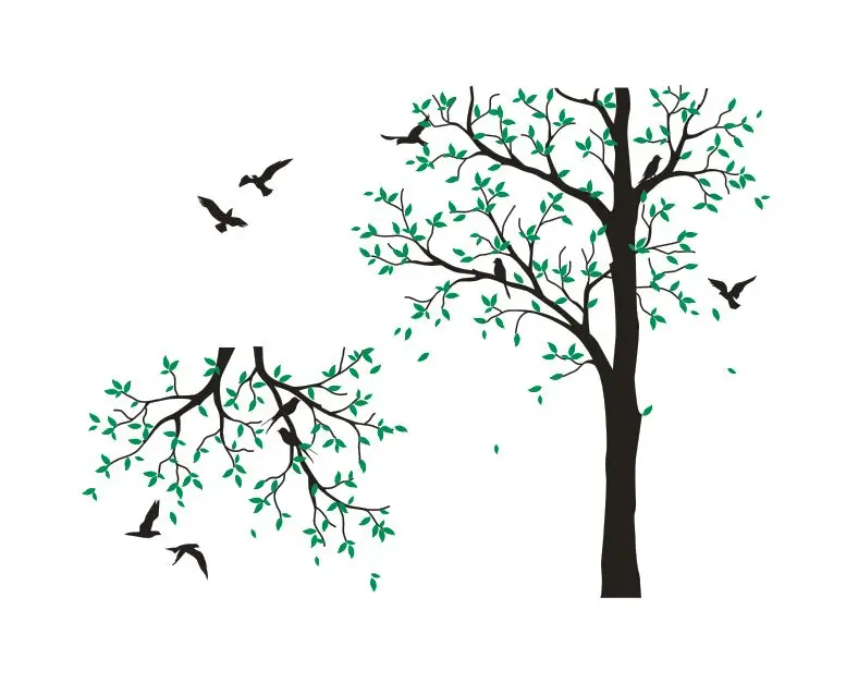 

240cm Height Tall Tree Wall Decal Flying Birds With Large Size Tree Wall Sticker Forest Theme Kids Baby Room Dcor AZ781