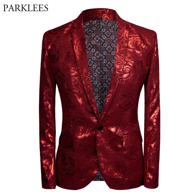 Red Rose Floral Bronzing Blazer Men 2018 Brand New Slim Fit Single Breasted Dress Blazers Men Wedding Stage Suit Jacket for Men
Red Rose Floral Bronzing Blazer Men 2018 Brand New Slim Fit Single Breasted Dress Blazers Men Wedding Stage Suit Jacket for Men