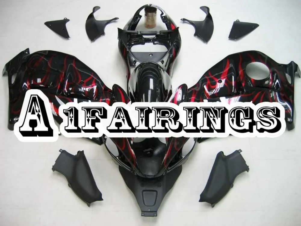 Черный с красным огнем полная Обтекатели для Suzuki GSXR1300 Hayabusa 1997-2007 98 99 00 01 02 03 04 05 06 ABS