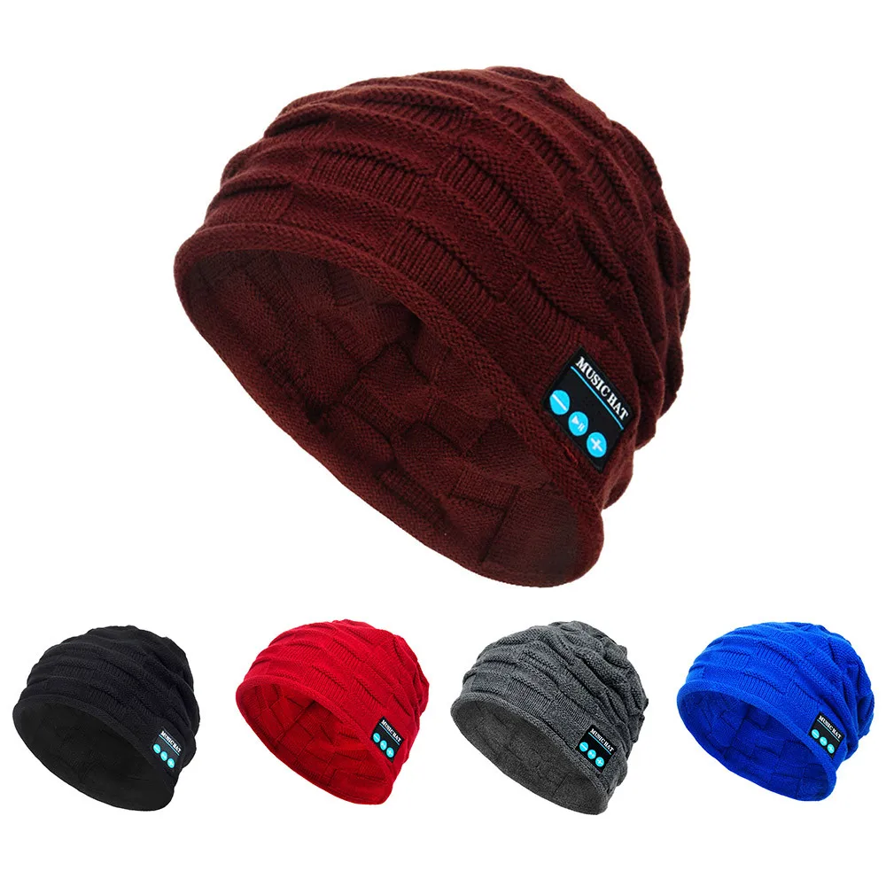 Женская Шапка бини zapka zimowa зимняя шапка унисекс с Bluetooth и музыкальным динамиком