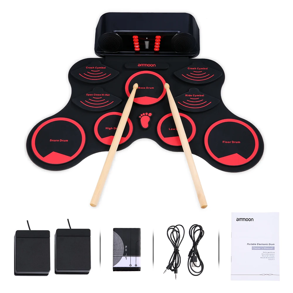 ammoon Electric Drum Digital Foldable MIDI Drum Set 9 Silicon Durm Pad Built-in Speakers Rechargeable Battery with 2 Foot Pedals
ammoon Electric Drum Digital Foldable MIDI Drum Set 9 Silicon Durm Pad Built-in Speakers Rechargeable Battery with 2 Foot Pedals