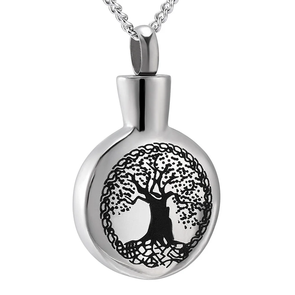 Tree of Life Engraved Round Cremation Urn Necklace Memorial Jewelry Stainless steel Ashes Keepsake Urn Pendant for Pet /Human
Tree of Life Engraved Round Cremation Urn Necklace Memorial Jewelry Stainless steel Ashes Keepsake Urn Pendant for Pet /Human