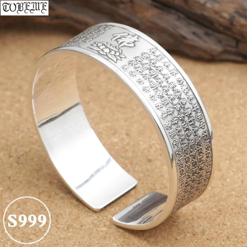 100% 999 Silver Tibetan Lotus Flower Women Bracelet Real Pure Silver Buddhist Heart Sutra Bangle Women Cuff Bracelet
100% 999 Silver Tibetan Lotus Flower Women Bracelet Real Pure Silver Buddhist Heart Sutra Bangle Women Cuff Bracelet