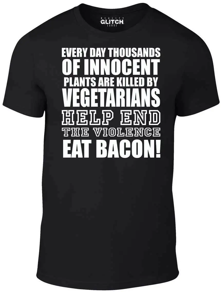 Eat футболка Bacon забавная вегетарианские растения шутка для веганов ретро|Мужские