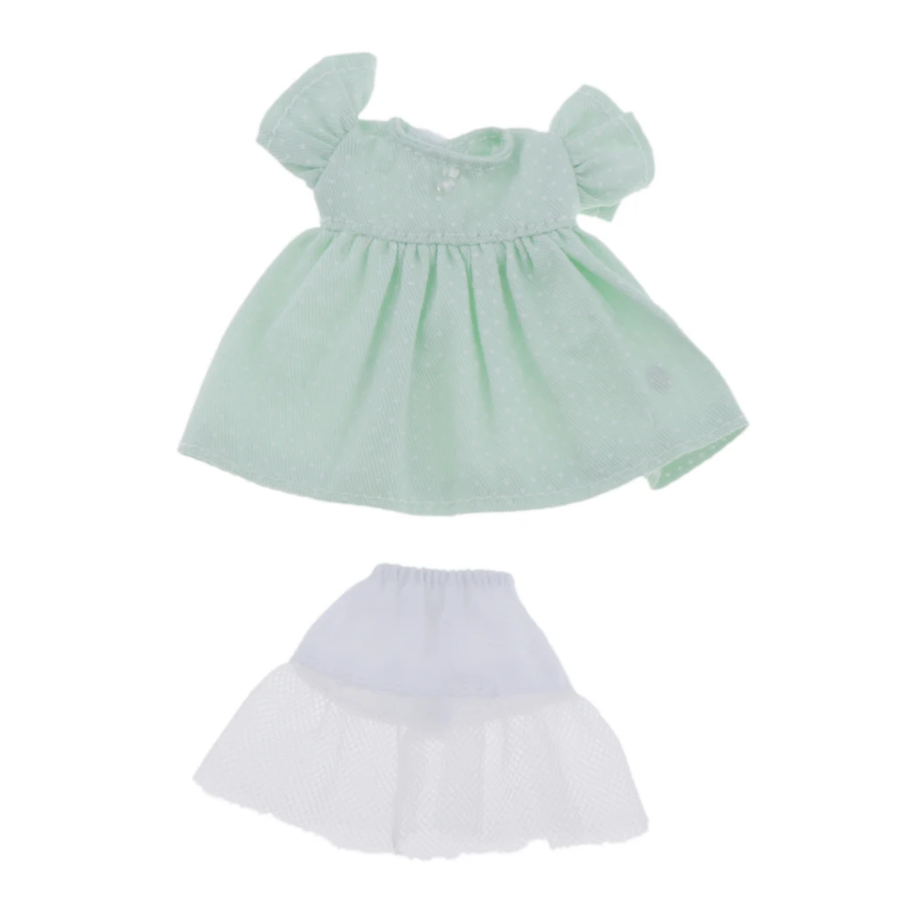1/12 Fashion Doll Clothing Dotted Dress Pettiskirt Outfit for Mini 11cm OB Dolls Up Accessories | Игрушки и хобби