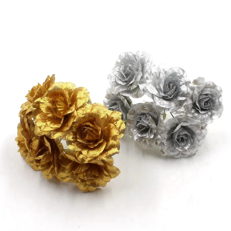 6pcs/ Bouquet Gold Rose Artificial Flowers For Wedding Decoration Apparel Sewing Needlework DIY Craft Supplies Accessories
6pcs/ Bouquet Gold Rose Artificial Flowers For Wedding Decoration Apparel Sewing Needlework DIY Craft Supplies Accessories