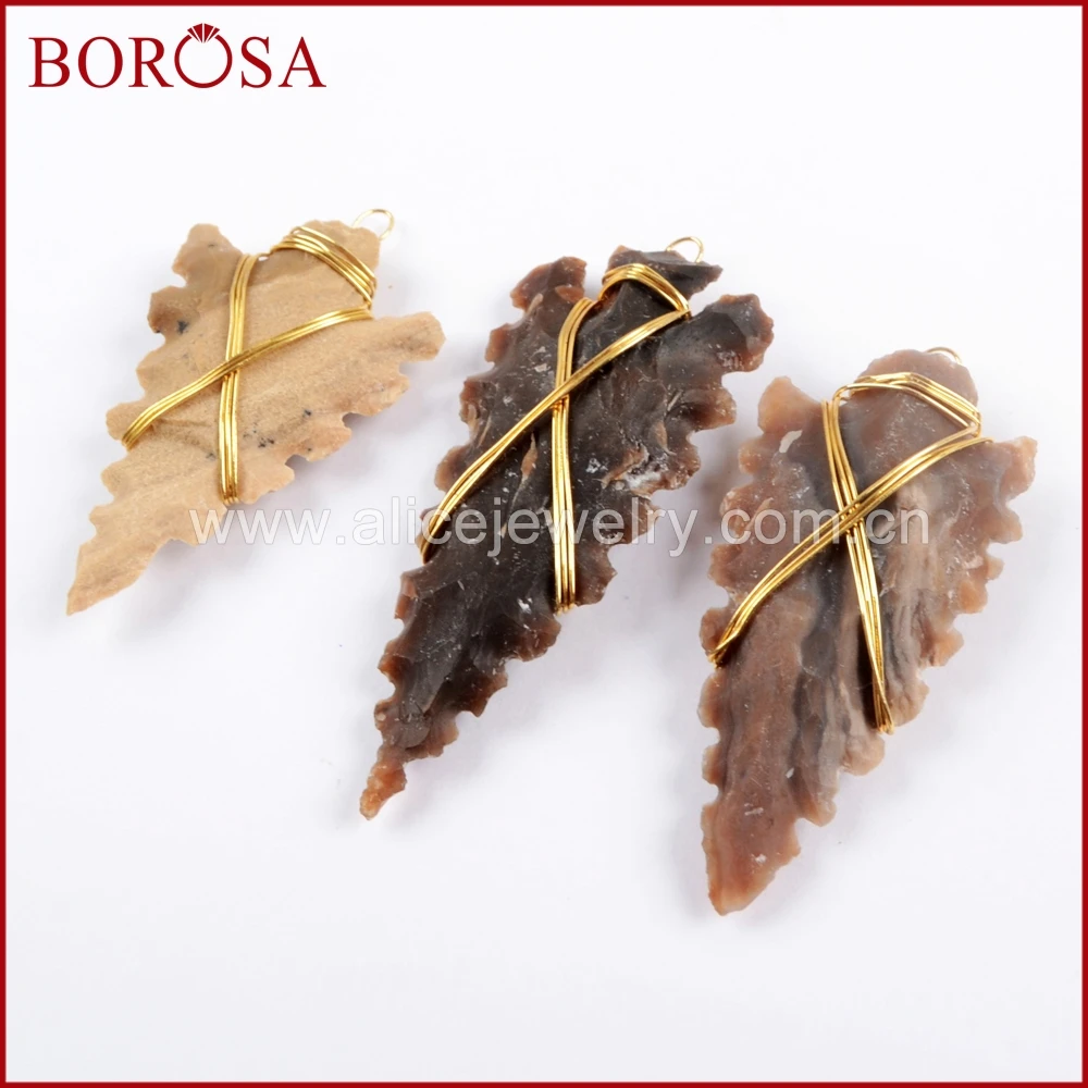 BOROSA 10PCS Gold Wire Wrap Wavy Natural Jaspers Arrowhead Pendant Gems Charms Jewelry for DIY Necklace G1643
BOROSA 10PCS Gold Wire Wrap Wavy Natural Jaspers Arrowhead Pendant Gems Charms Jewelry for DIY Necklace G1643