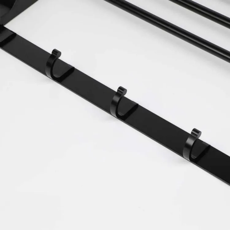 Black Towel Racks Bathroom Towel Shelf with Foldable Bar Holder and Towel Hooks, Wall Mounted Multifunctional Double Towel
Black Towel Racks Bathroom Towel Shelf with Foldable Bar Holder and Towel Hooks, Wall Mounted Multifunctional Double Towel