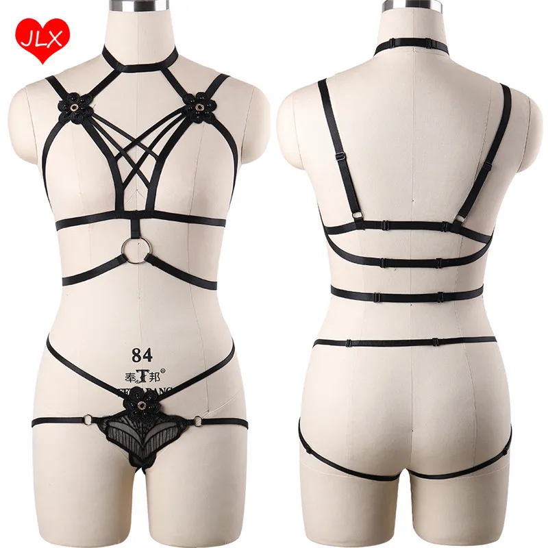 Women Flowers Lace Body Harness Set Goth Crop Top Harness Bra + Lace G-string Punk Fetish Bustier Bondage Lingerie
Women Flowers Lace Body Harness Set Goth Crop Top Harness Bra + Lace G-string Punk Fetish Bustier Bondage Lingerie