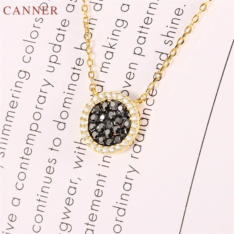 925 Sterling Silver Zircon Round Coin Necklaces Pendants Fashion Jewelry Gold Chain Necklace Women Girls Gifts collar mujer C40 | Украшения