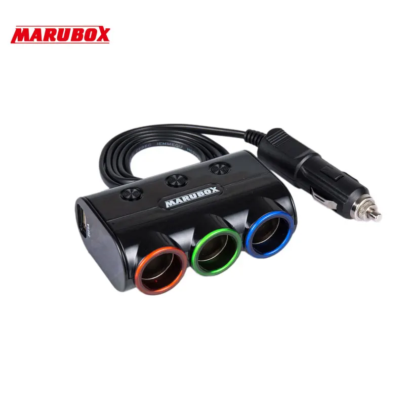 Marubox M11 Разветвитель пригуривателя в автомобиль 3 гнезда с 2USB 3.1A мощность 120 Ватт