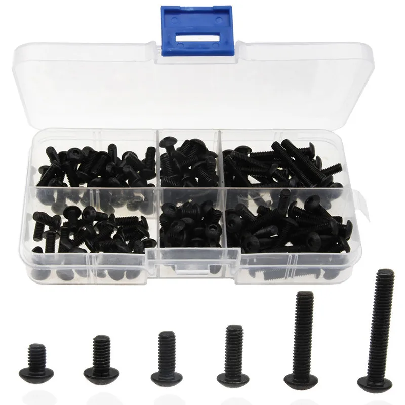 ZENHOSIT 170pcs Hexagon Screw 304 Stainless Steel Black Round M4*6/8/10/12/20/25 For Machine Applications Kit with Plastic Box
ZENHOSIT 170pcs Hexagon Screw 304 Stainless Steel Black Round M4*6/8/10/12/20/25 For Machine Applications Kit with Plastic Box