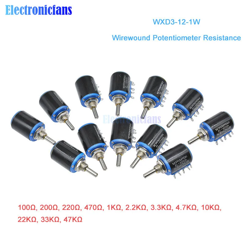 WXD3-12-2W WXD3-12 2W Wirewound Potentiometer Resistance 100R 200R 470R 1K 2.2K 4.7K 10K 22K 47KΩ Ohm 5 Turns Linear Rotary
WXD3-12-2W WXD3-12 2W Wirewound Potentiometer Resistance 100R 200R 470R 1K 2.2K 4.7K 10K 22K 47KΩ Ohm 5 Turns Linear Rotary