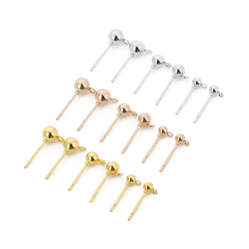 20pcs 3 4 5mm Gold Round Ball Earrings Stud Post with Loop Pins Stoppers Connector For DIY Jewelry Making Accessories Supplies
20pcs 3 4 5mm Gold Round Ball Earrings Stud Post with Loop Pins Stoppers Connector For DIY Jewelry Making Accessories Supplies