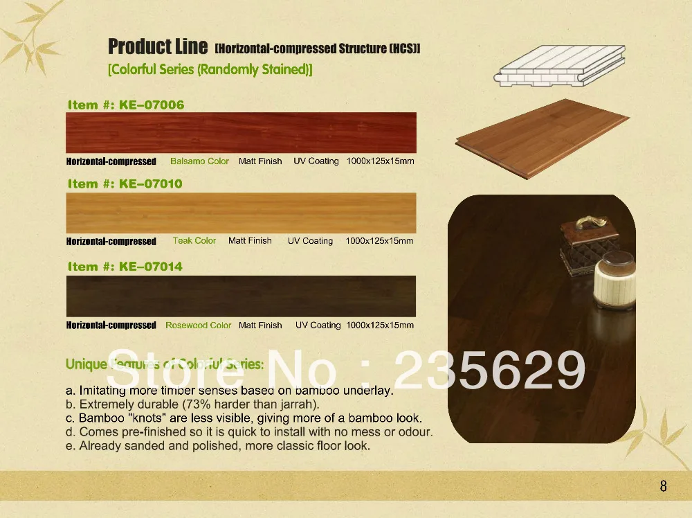 Randomly Stained Horizontal Bamboo Flooring/Eco-Freindly flooring Use for Indoor Erea/Long Useful Life/Hot Sale
Randomly Stained Horizontal Bamboo Flooring/Eco-Freindly flooring Use for Indoor Erea/Long Useful Life/Hot Sale