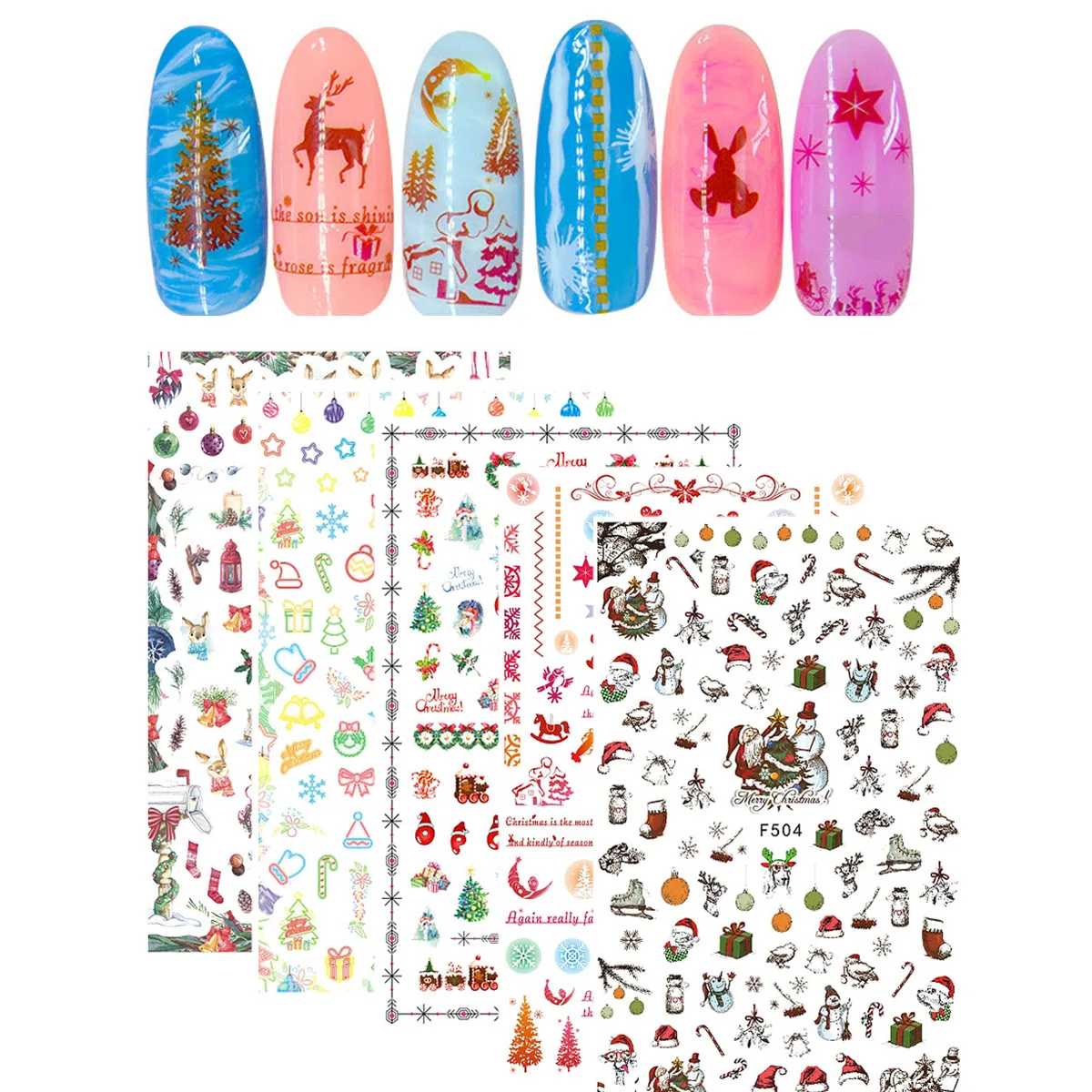 5Pcs Nail Sticker Christmas Xmas Nail Decal DIY Fashion Tips Nail Art Water Transfer Stickers Beauty Decoration Accessories
5Pcs Nail Sticker Christmas Xmas Nail Decal DIY Fashion Tips Nail Art Water Transfer Stickers Beauty Decoration Accessories