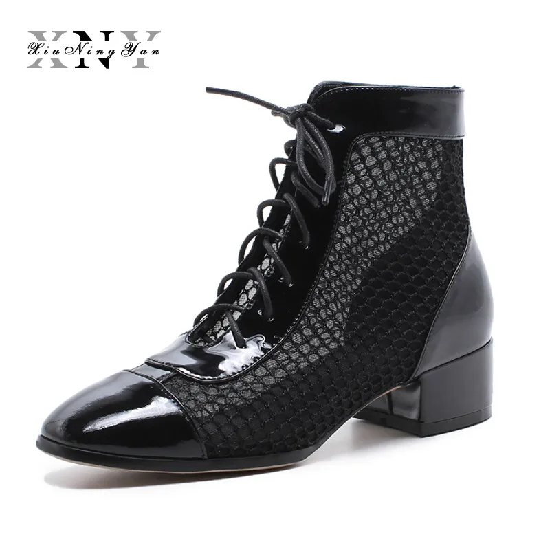 XIUNINGYAN Luxury Women Boots Genuine Leather Shoes Platform Square Toe Ankle Boots Female Fashion Lace-up Mesh Ladies Shoes
XIUNINGYAN Luxury Women Boots Genuine Leather Shoes Platform Square Toe Ankle Boots Female Fashion Lace-up Mesh Ladies Shoes