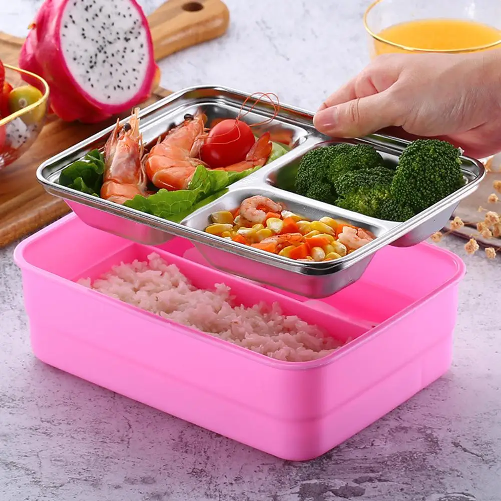 Портативный 2 слоя нержавеющая сталь изоляции дети Ланч Bento Box еда контейнер
