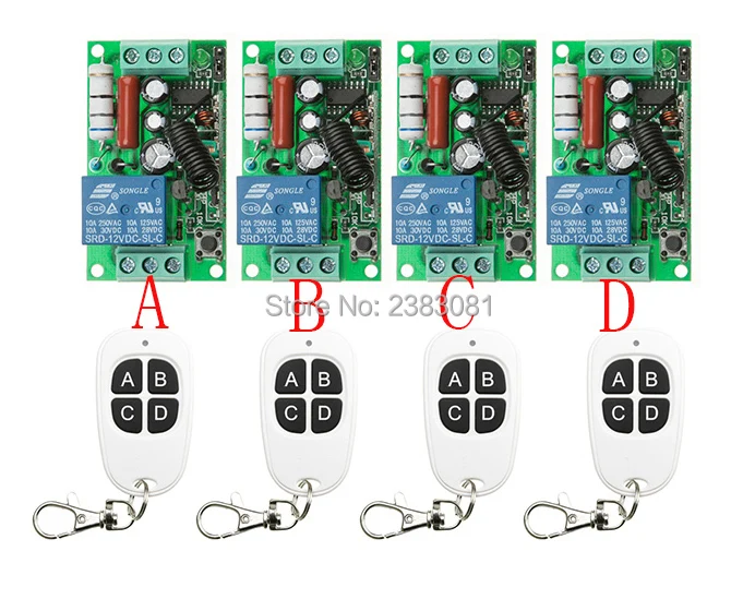 AC 220V Wireless Remote Control Switch System 4 Receiver 4 Transmitter Learning Code Momentary Latched adjusted 10A Transmitter
AC 220V Wireless Remote Control Switch System 4 Receiver 4 Transmitter Learning Code Momentary Latched adjusted 10A Transmitter