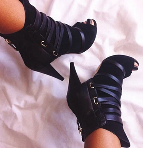 Newest Brand Women Open Toe Black Suede Leather Lace-up Ankle Boots Sexy Cut-out High Heel Boots Dress shoes woman Drop Shi
Newest Brand Women Open Toe Black Suede Leather Lace-up Ankle Boots Sexy Cut-out High Heel Boots Dress shoes woman Drop Shi