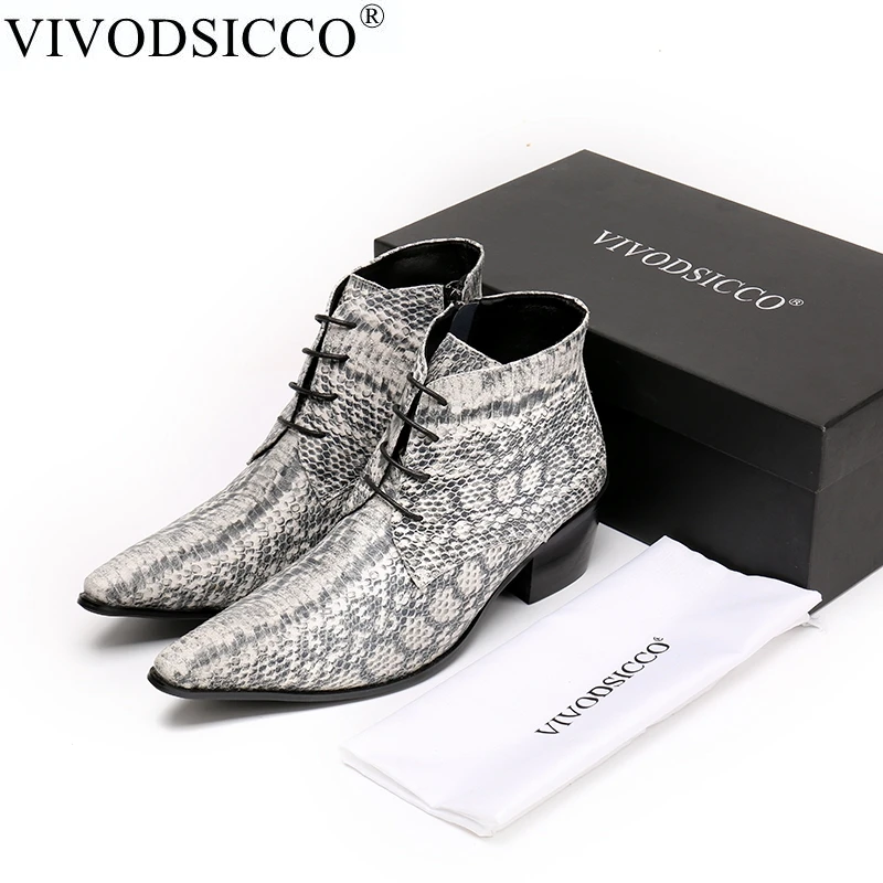 VIVODSICCO Luxury British Style Lace-Up Men Ankle Boots Genuine Leather Motorcycle Cowboy Boots Men Snake Skin Boots Dress Shoes
VIVODSICCO Luxury British Style Lace-Up Men Ankle Boots Genuine Leather Motorcycle Cowboy Boots Men Snake Skin Boots Dress Shoes