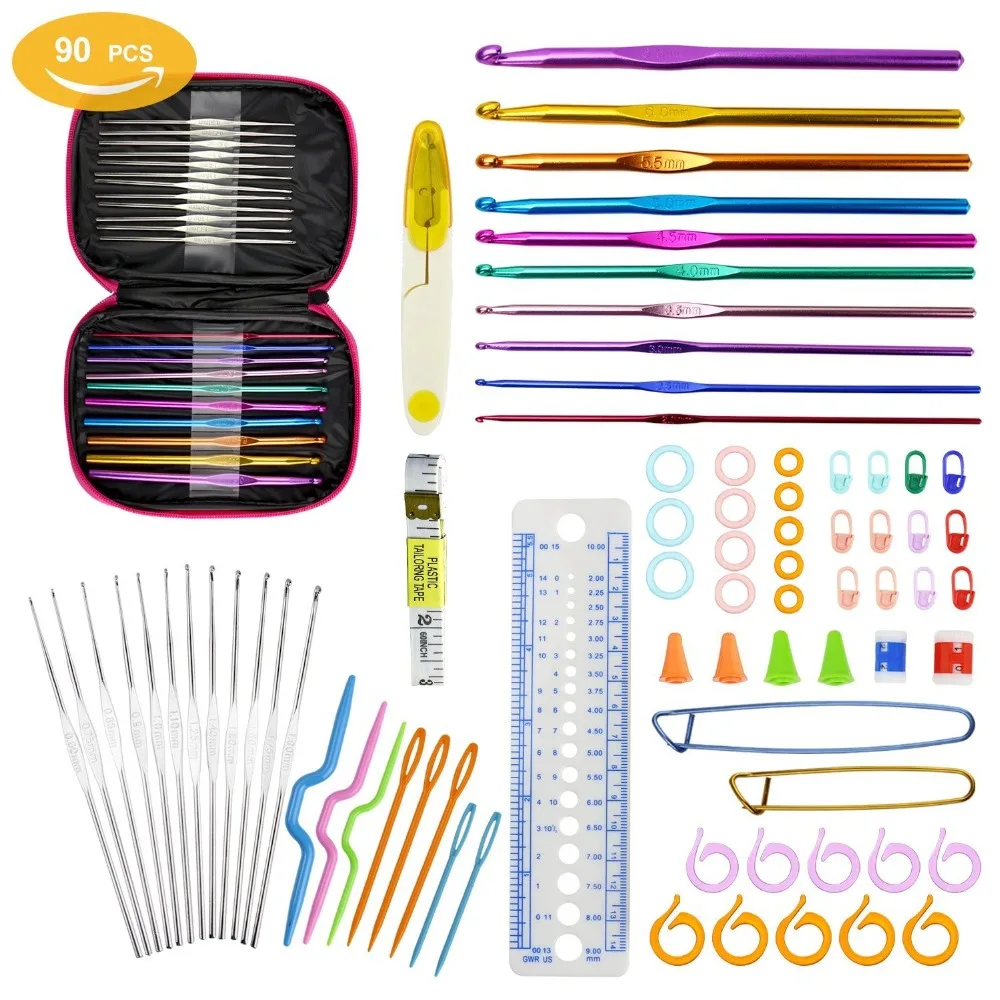 90pcs Multicolor Aluminum Crochet Hooks Set with Storage Case Crochet Knitting Hooks Set Multi-Size Craft Needles Weave Yarn Set
90pcs Multicolor Aluminum Crochet Hooks Set with Storage Case Crochet Knitting Hooks Set Multi-Size Craft Needles Weave Yarn Set