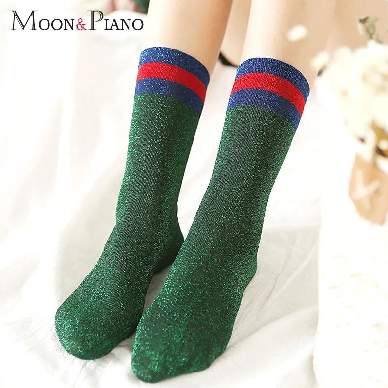Spring And Autumn Thin Section Fashion Boots Japanese Gold And Silver Wire Parallel Bars Stripes Novelty Flash Tube Socks Ladies
Spring And Autumn Thin Section Fashion Boots Japanese Gold And Silver Wire Parallel Bars Stripes Novelty Flash Tube Socks Ladies