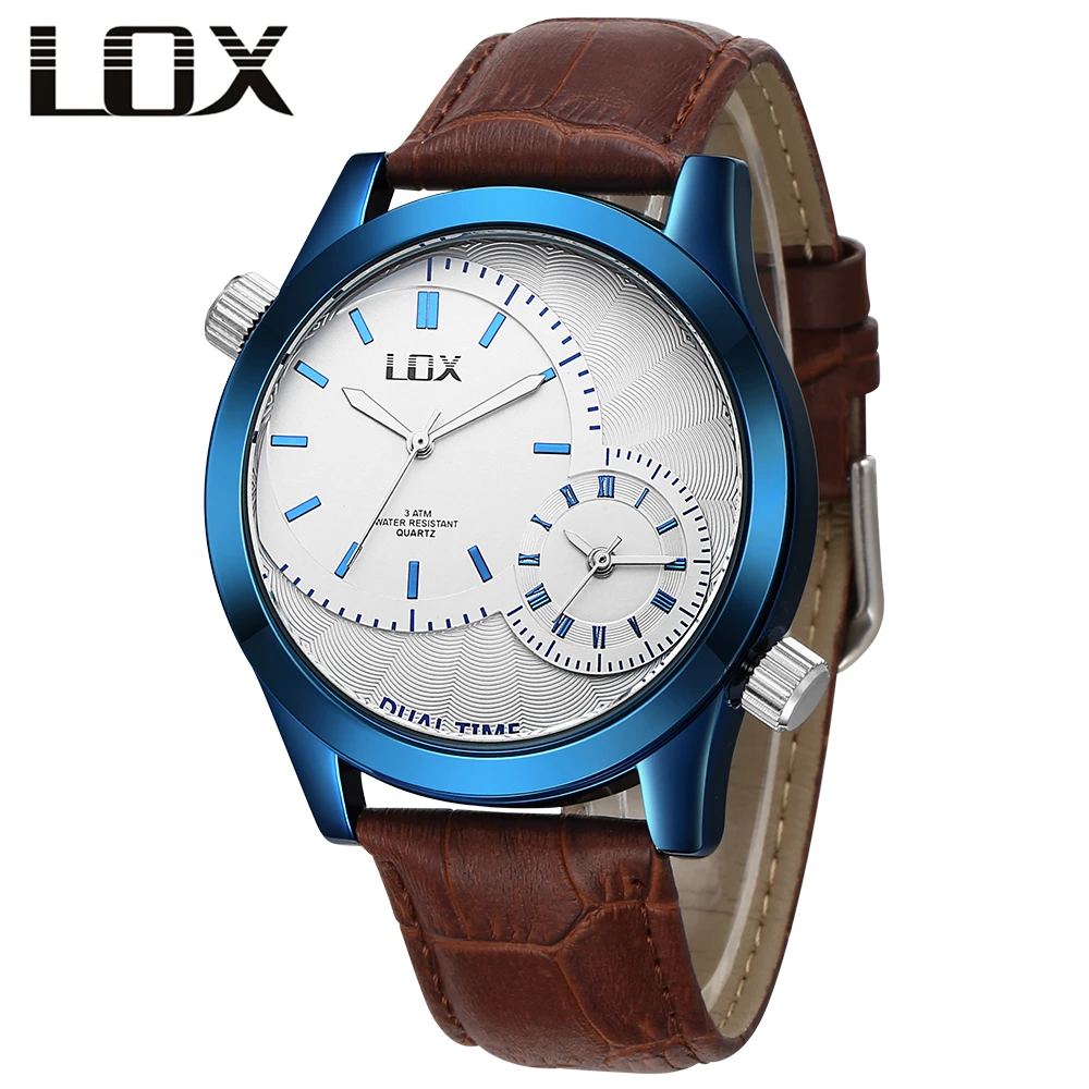 LOX Fashion Business Watches Men Luxury Brand Leather Brown 22mm Watch Band Quartz Wristwatches For Male Double Time Zone Saat
LOX Fashion Business Watches Men Luxury Brand Leather Brown 22mm Watch Band Quartz Wristwatches For Male Double Time Zone Saat