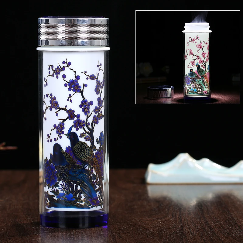 300ML Double Wall Vacuum Flasks Transparent Glass Ceramic Color Change Hot Water Bottle Vintage Pattern Porcelain Pu'er Tea Cup
300ML Double Wall Vacuum Flasks Transparent Glass Ceramic Color Change Hot Water Bottle Vintage Pattern Porcelain Pu'er Tea Cup