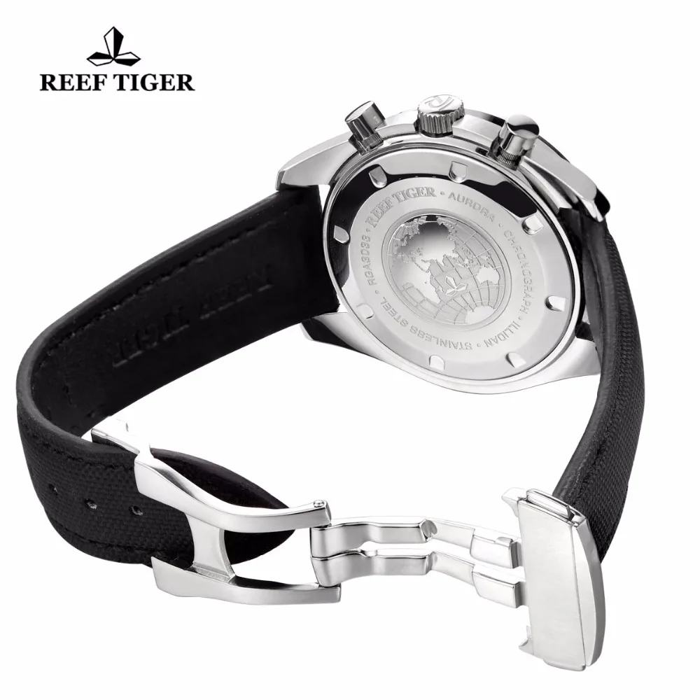 Relogio Masculino 2019 Reef Tiger/RT мужские спортивные часы телячья кожа светящийся хронограф