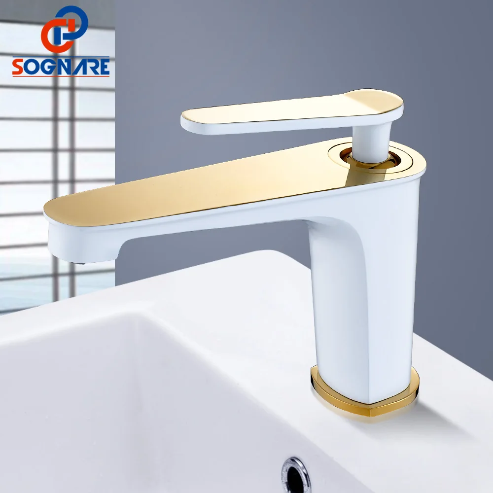 SOGNARE Bathroom Faucet White&Golden Hot Cold Water Tap Water Bathroom Tap Single Lever Mixer Tap Brass Basin Mixer Vintage Taps
SOGNARE Bathroom Faucet White&Golden Hot Cold Water Tap Water Bathroom Tap Single Lever Mixer Tap Brass Basin Mixer Vintage Taps