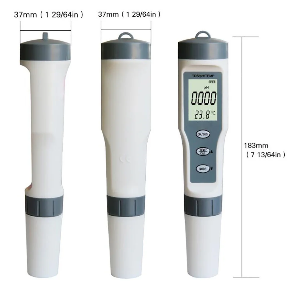 3 in 1 Water Quality Test Pen High Precision TDS/PH/TEMP 0-14 PH Measurement Range for Swimming Pool Home Detection YA88
3 in 1 Water Quality Test Pen High Precision TDS/PH/TEMP 0-14 PH Measurement Range for Swimming Pool Home Detection YA88