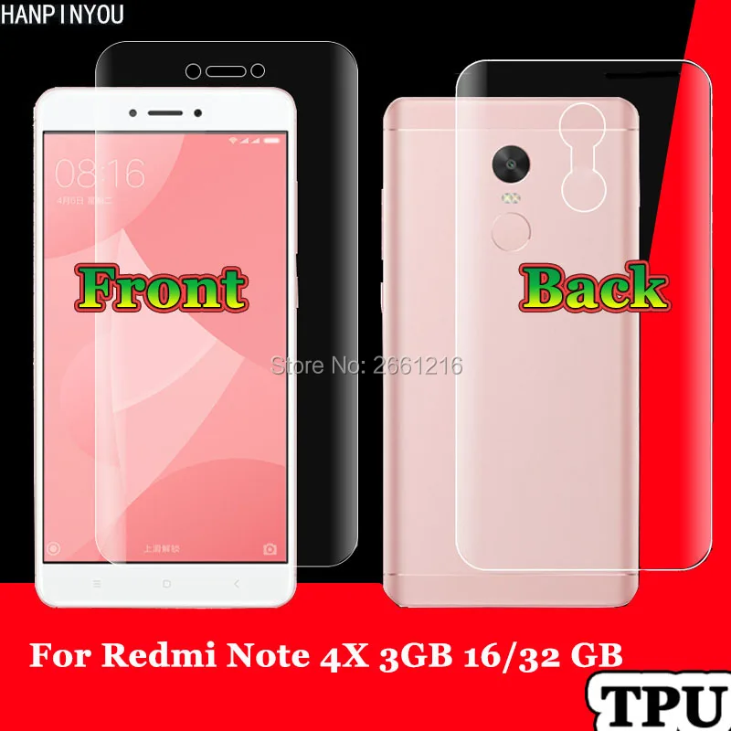 Фото Для Xiaomi Redmi Note 4X 16/32 ГБ 2 шт. = передняя + задняя тонкая полное - купить