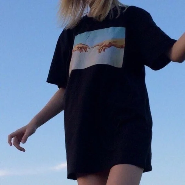 starqueen-JBH Summer Fashion Michelangelo Hands Printed T-Shirt Women Tumblr Grunge Graphic Tee Casual Oversize Black Tops
starqueen-JBH Summer Fashion Michelangelo Hands Printed T-Shirt Women Tumblr Grunge Graphic Tee Casual Oversize Black Tops