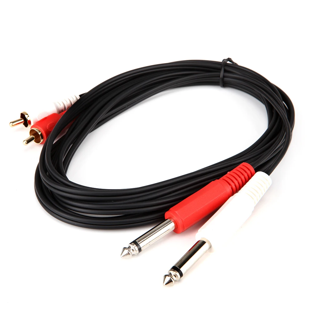3 м двойной 6 35 мм Мужской Mono 2 RCA Phono стерео аудио разъем AUX кабель к phono